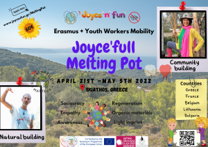 A poster for "Joyce's Full Melting Pot" training from April 21st to May 05th, 2022.